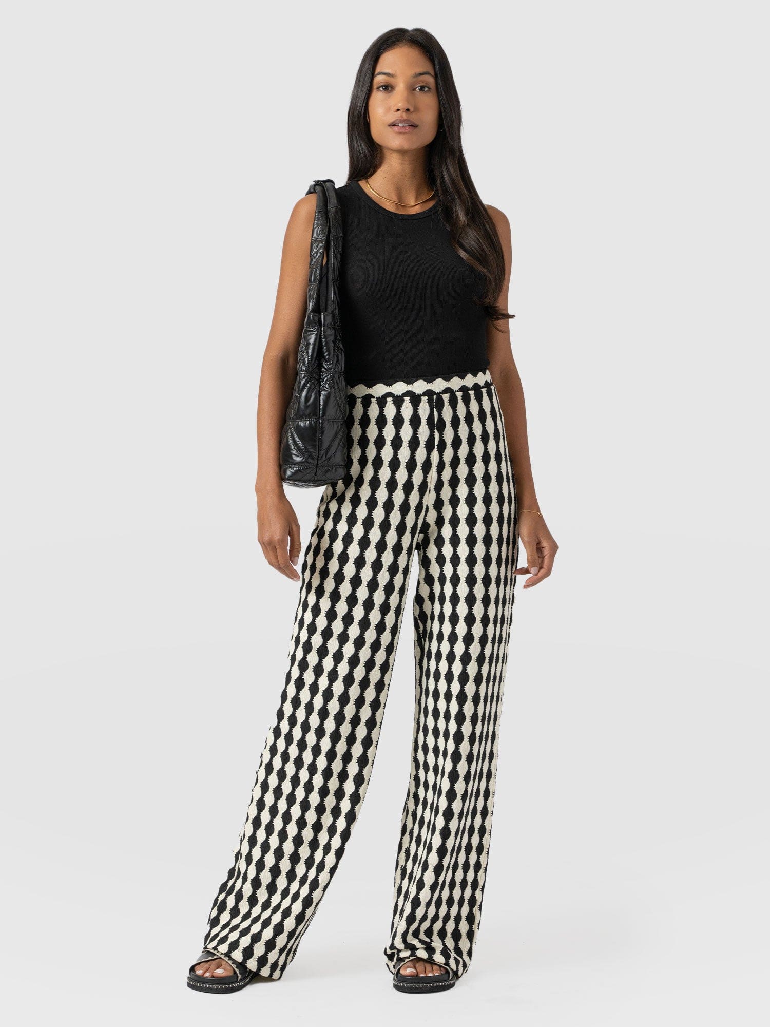 Victory Wide Leg Pant - Black/Cream - Women's Trouserss | Saint + Sofia® USA